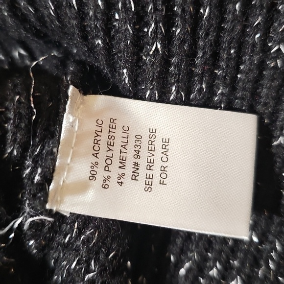 TAKE OUT Sweater Bodycon Mini Dress Black Silver Sparkle Knit Size S - Picture 6 of 6
